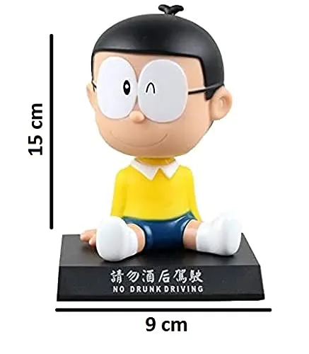 AUGEN Super Hero Nobita Doremon Action Figure Limited Edition Bobblehead with Mobile Holder for Car Dashboard, Office Desk & Study Table (Pack of 1)