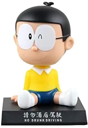 AUGEN Super Hero Nobita Doremon Action Figure Limited Edition Bobblehead with Mobile Holder for Car Dashboard, Office Desk & Study Table (Pack of 1)