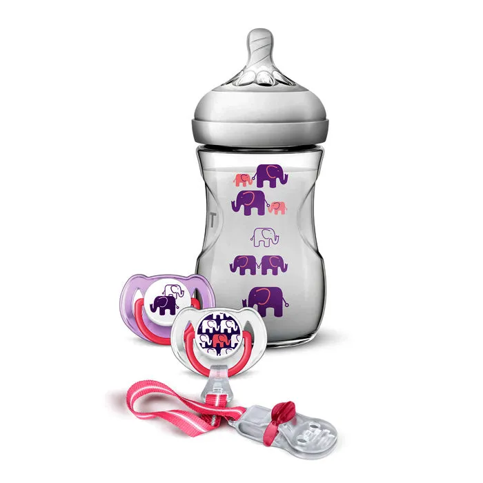 AVENT Natural 260ml Elephant Design Gift Set SCD628/13