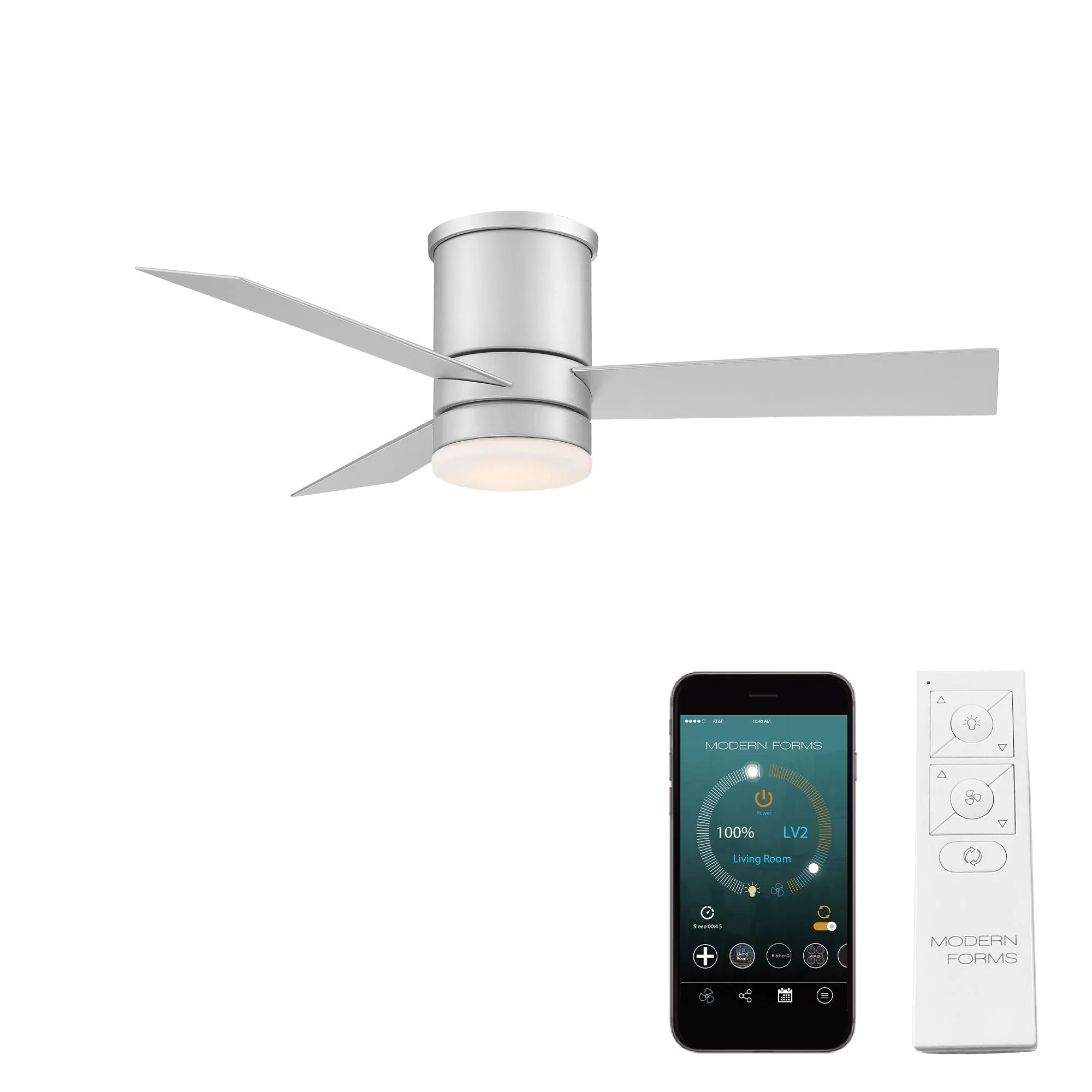 Axis Indoor/Outdoor 3-Blade 44" Smart Flush Mount Ceiling Fan with LED Light Kit and Remote Control