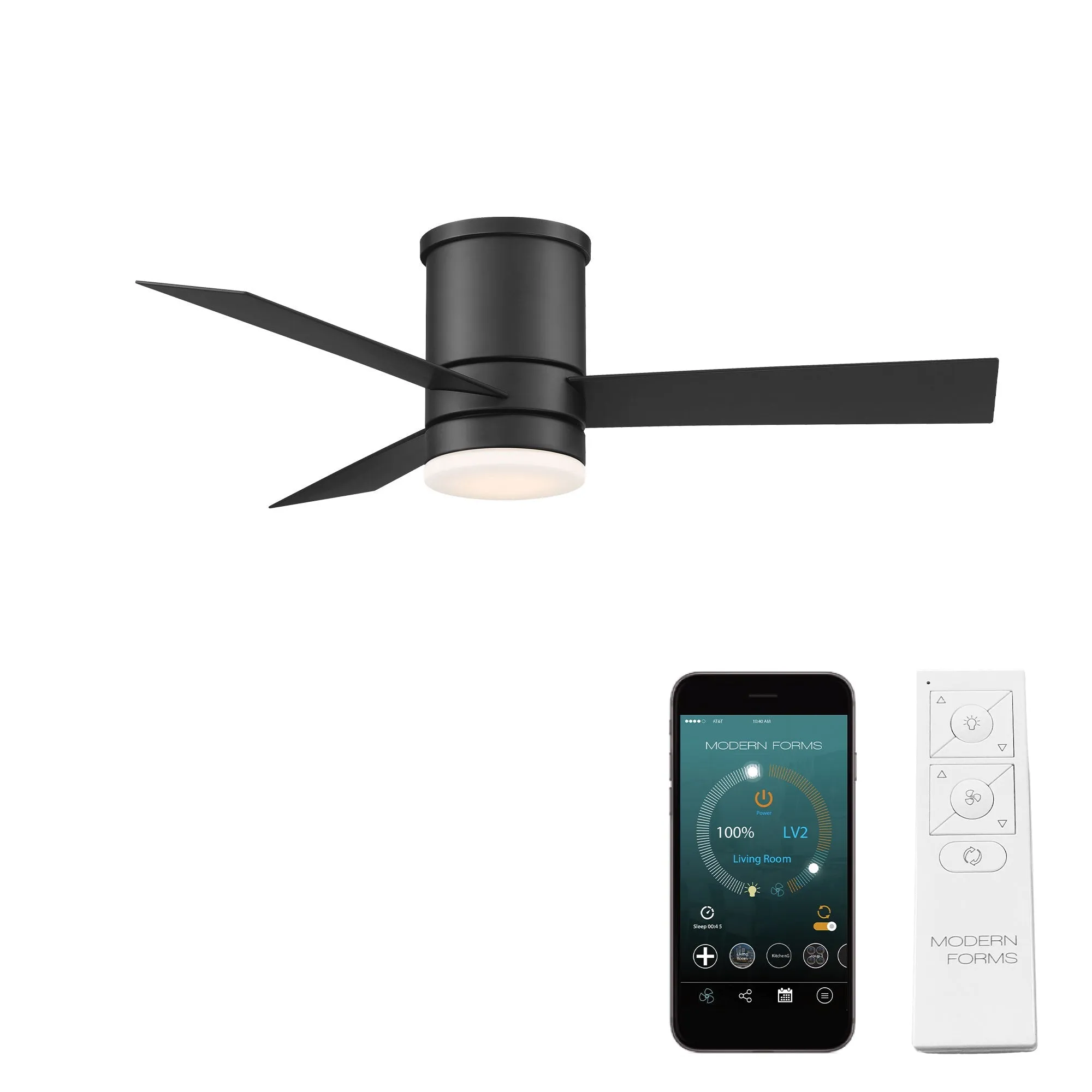 Axis Indoor/Outdoor 3-Blade 44" Smart Flush Mount Ceiling Fan with LED Light Kit and Remote Control