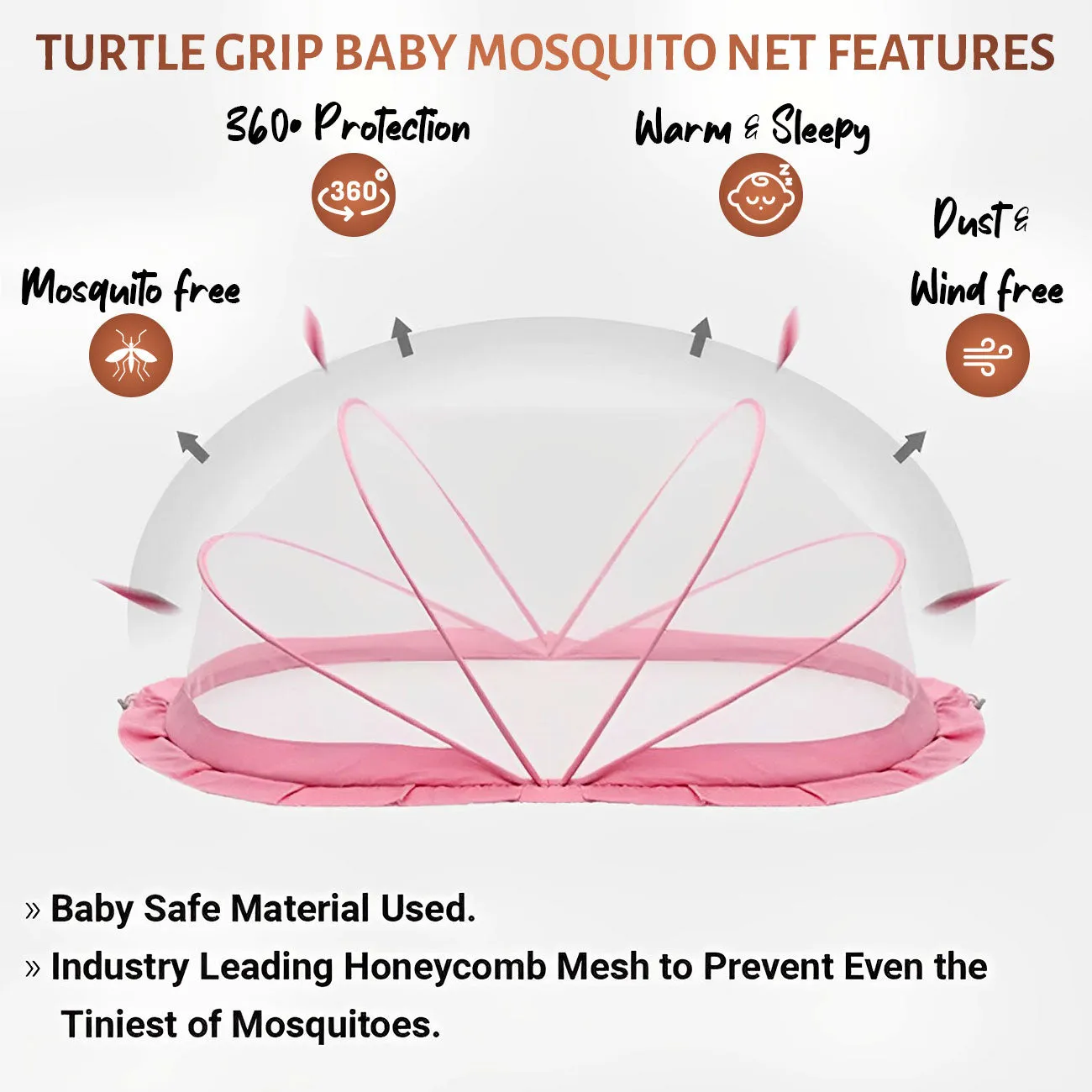 Baby Crib Mosquito Net | Color: Pink 135x65x65 cm