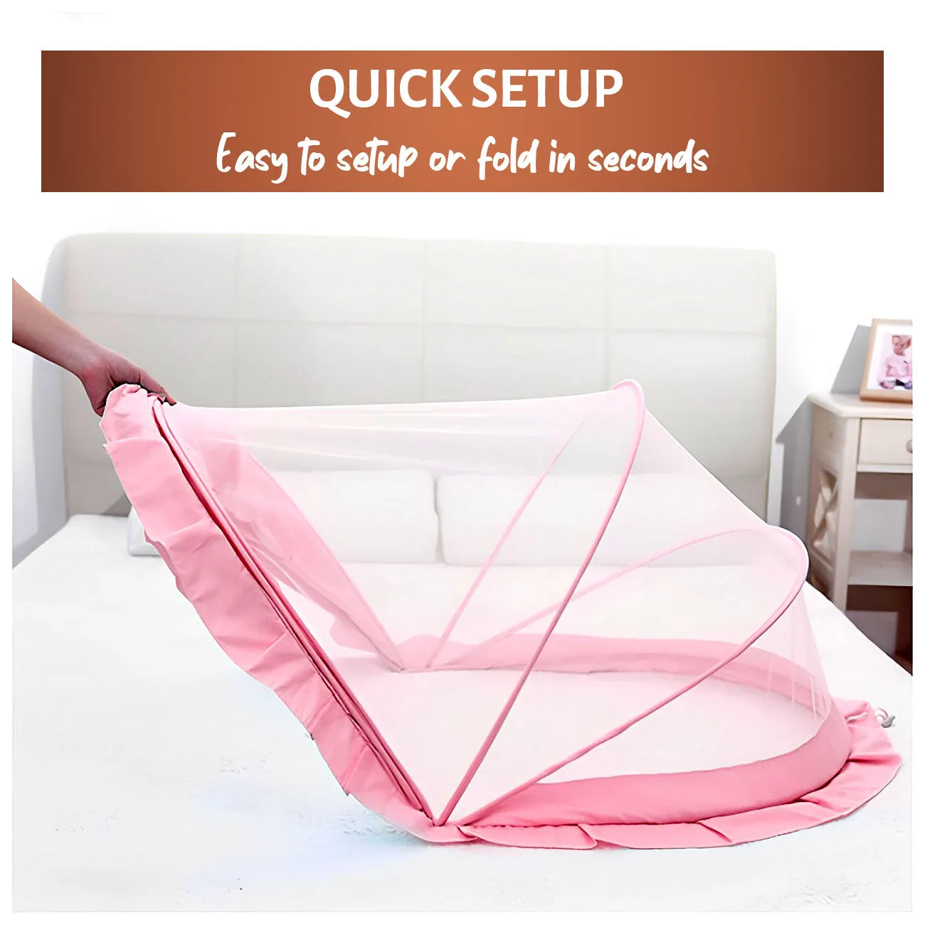 Baby Crib Mosquito Net | Color: Pink 135x65x65 cm