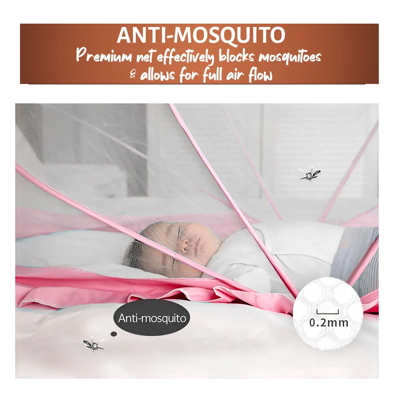 Baby Crib Mosquito Net | Color: Pink 135x65x65 cm