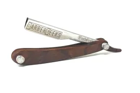 BarberGeeks Razor Holder – WoodGrain & Silver