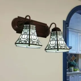 Baroque Style, Wall Mounted Sconce Lighting with 2 Flared White Glass Shades for Bedroom