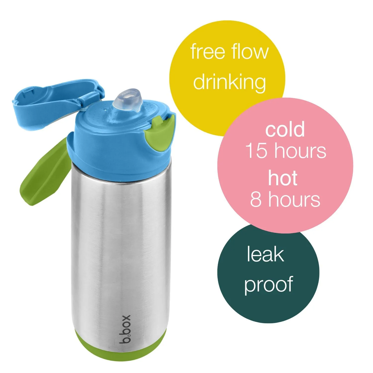 B.Box Insulated Sport Spout Drink Water Bottle Ocean Breeze Blue Green: 500ml