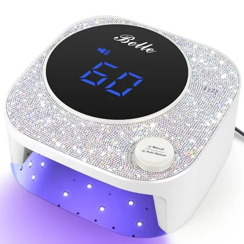 Belle UV Nail Lamp, UV Light for Gel Nails, LED Nail Lamp with 4 Timer Modes, Gel Nail Light Nail Dryer Decorate with Sparkling Nail Rhinestones Diamond