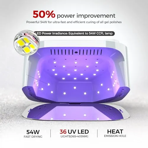 Belle UV Nail Lamp, UV Light for Gel Nails, LED Nail Lamp with 4 Timer Modes, Gel Nail Light Nail Dryer Decorate with Sparkling Nail Rhinestones Diamond