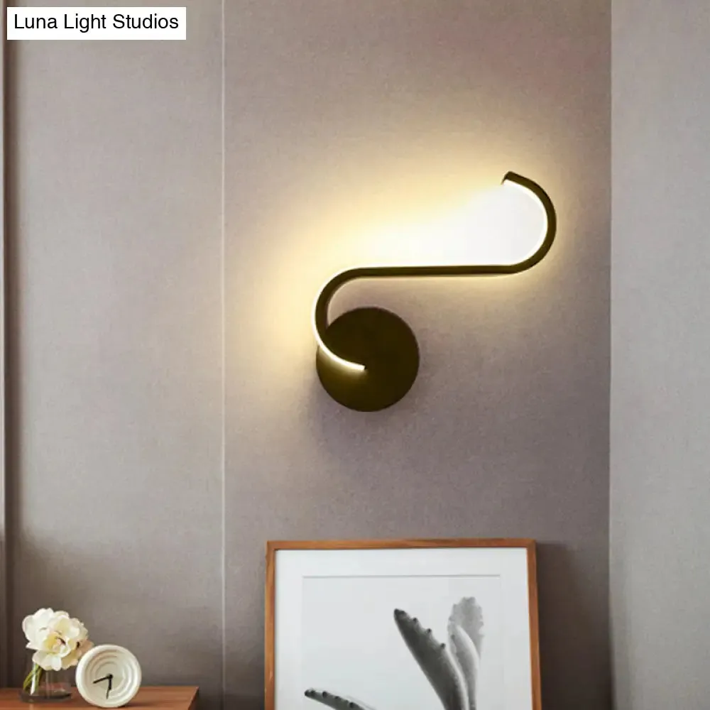 Black Aluminum LED Bedside Sconce with Warm/White Light