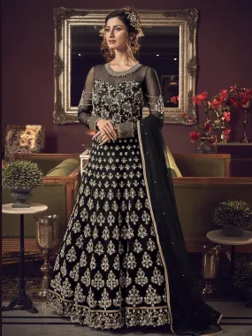 Black Embroidered Traditional Anarkali Suit