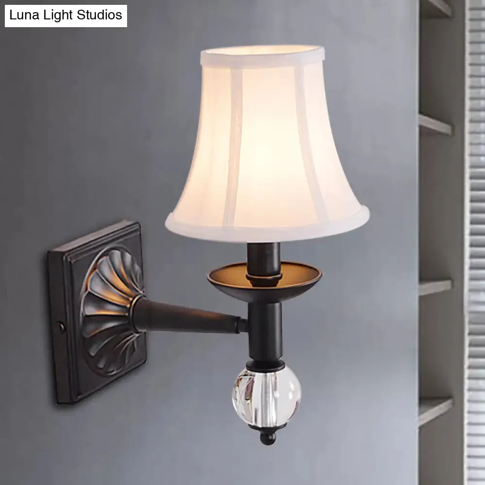 Black Modernist Bell Fabric Wall Sconce with 1 Lamp Head for Corridors