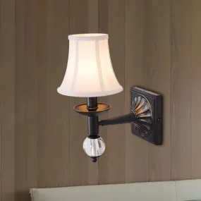 Black Modernist Bell Fabric Wall Sconce with 1 Lamp Head for Corridors