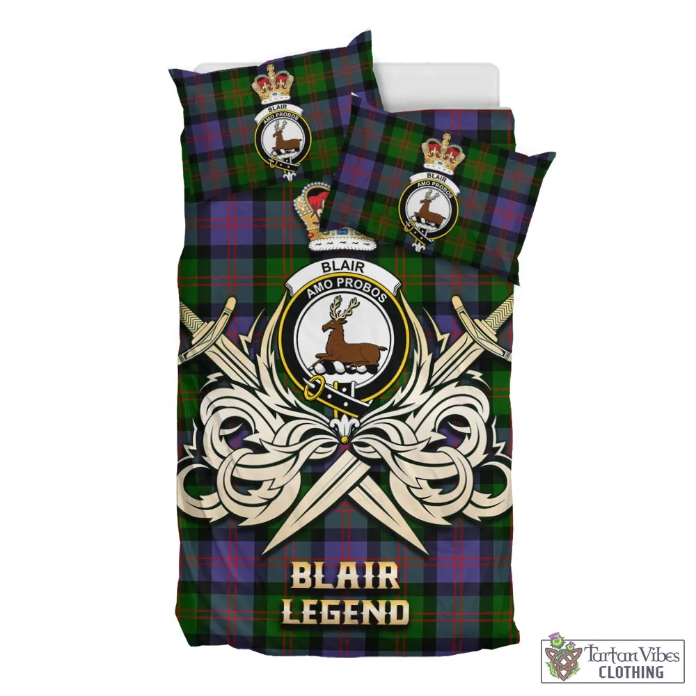 Blair Modern Tartan Bedding Set with Clan Crest and the Golden Sword of Courageous Legacy