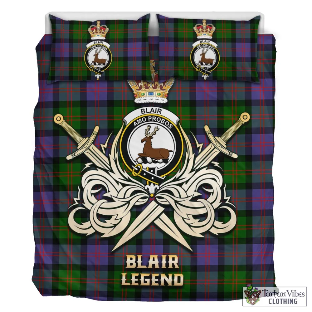 Blair Modern Tartan Bedding Set with Clan Crest and the Golden Sword of Courageous Legacy