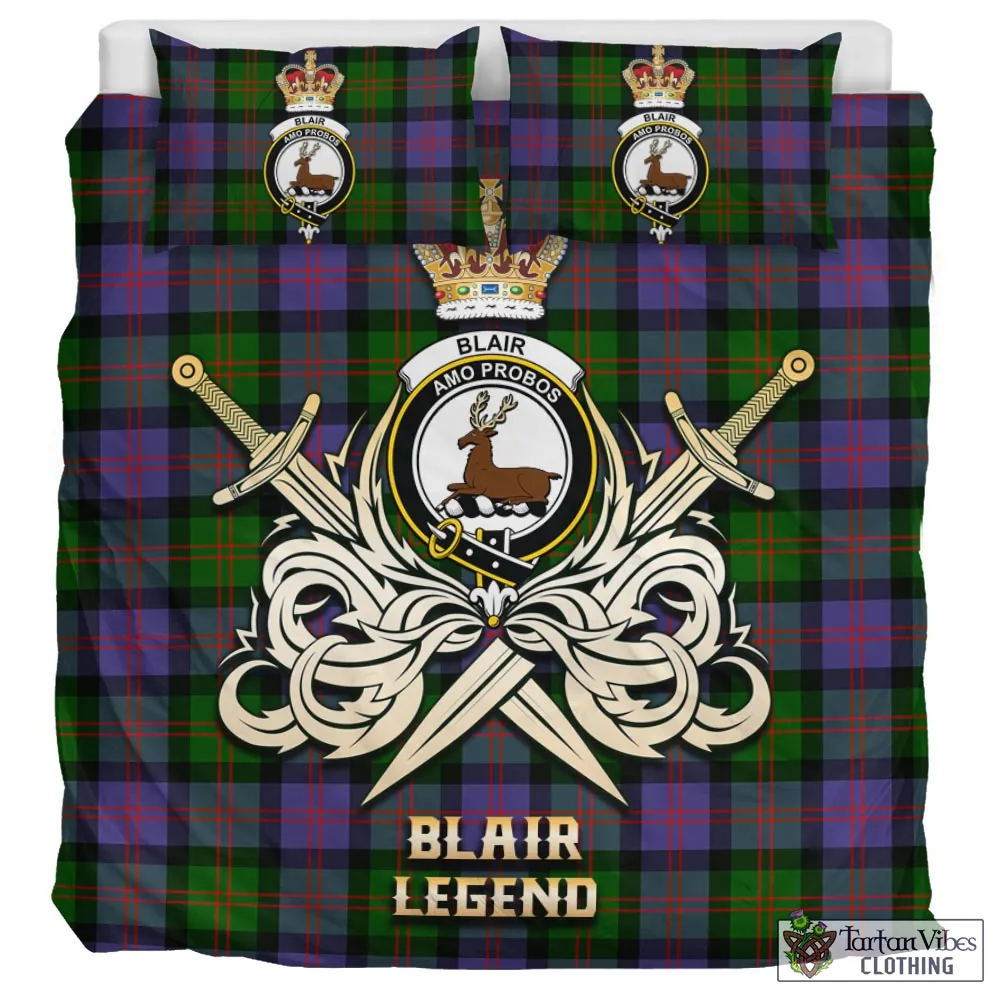 Blair Modern Tartan Bedding Set with Clan Crest and the Golden Sword of Courageous Legacy