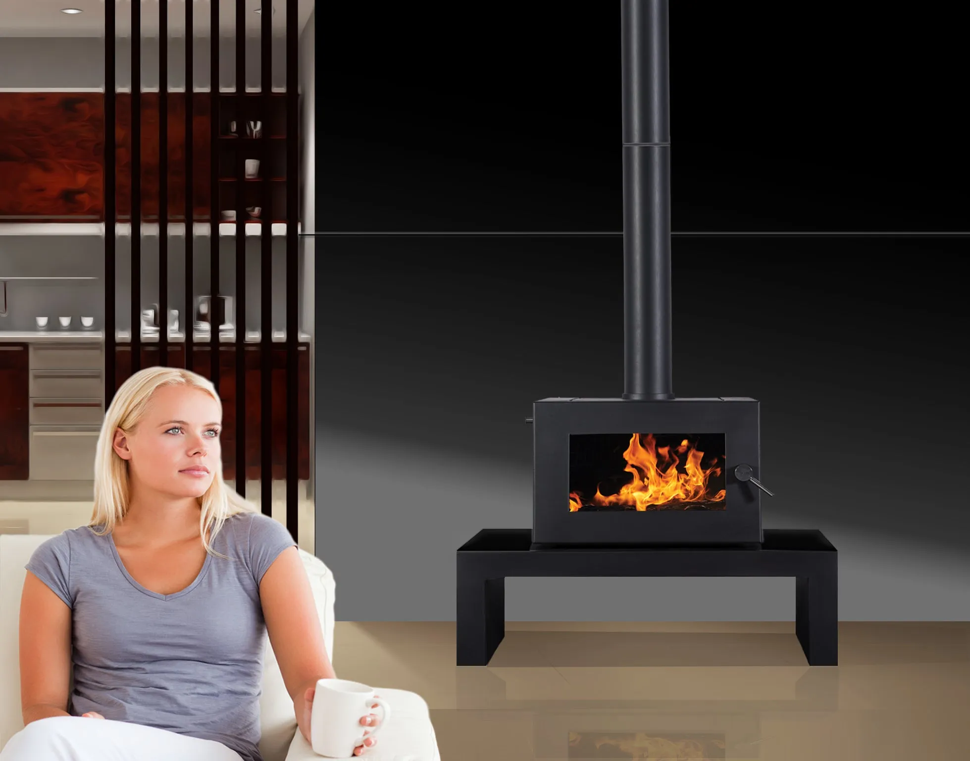 Blaze 605 Wood Heater with Coffee Table Base