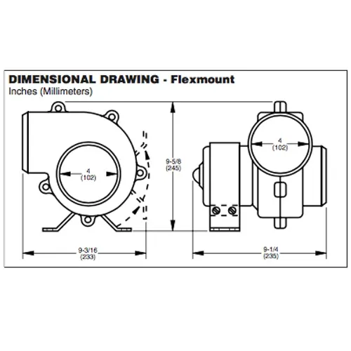 Blower - Extra Heavy Duty - Flex Mount - 100mm - 24V - 7.0 m3/minute