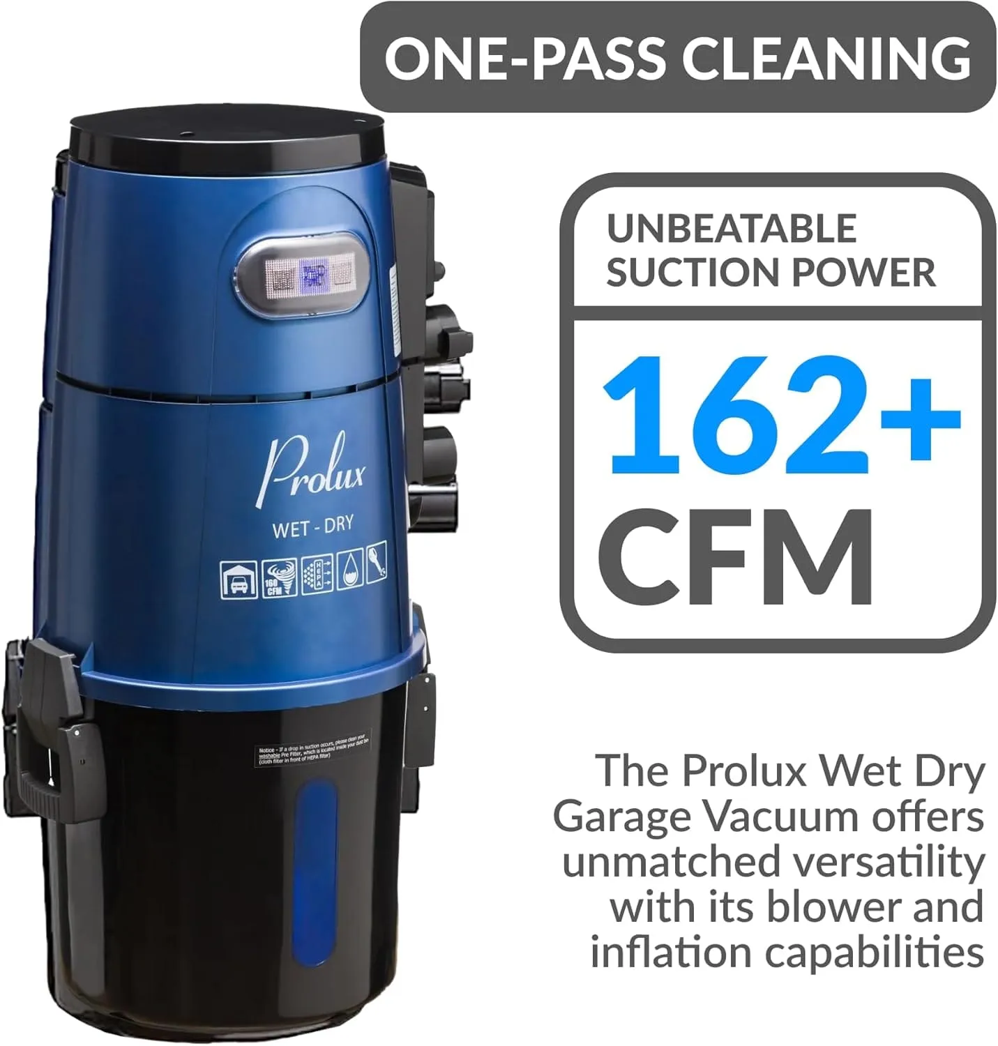 Blue Prolux Wet/Dry Garage Vacuum, Shampooer, Blower and Detailer