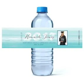 Blue Watercolor Graduation Water Bottle Labels