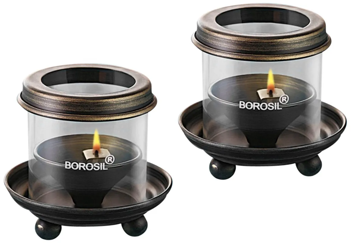 Borosil Antique Diya Lights (Medium, Set of 2)