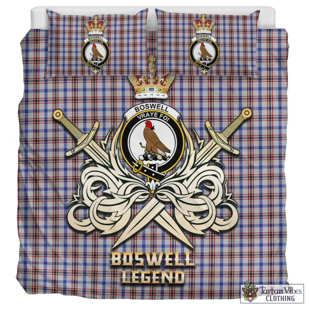 Boswell Tartan Bedding Set with Clan Crest and the Golden Sword of Courageous Legacy