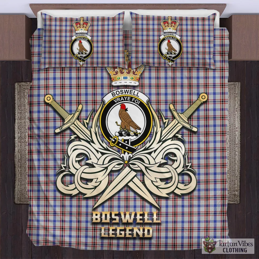 Boswell Tartan Bedding Set with Clan Crest and the Golden Sword of Courageous Legacy