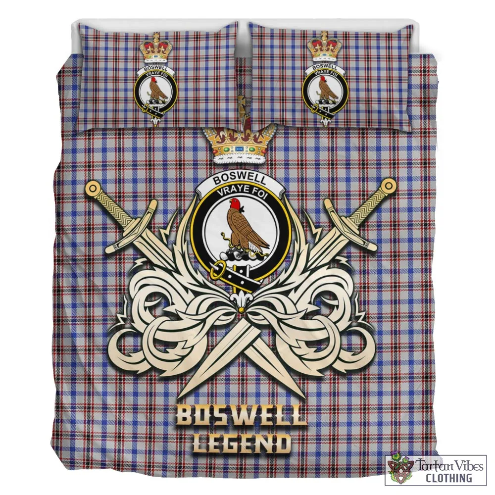 Boswell Tartan Bedding Set with Clan Crest and the Golden Sword of Courageous Legacy