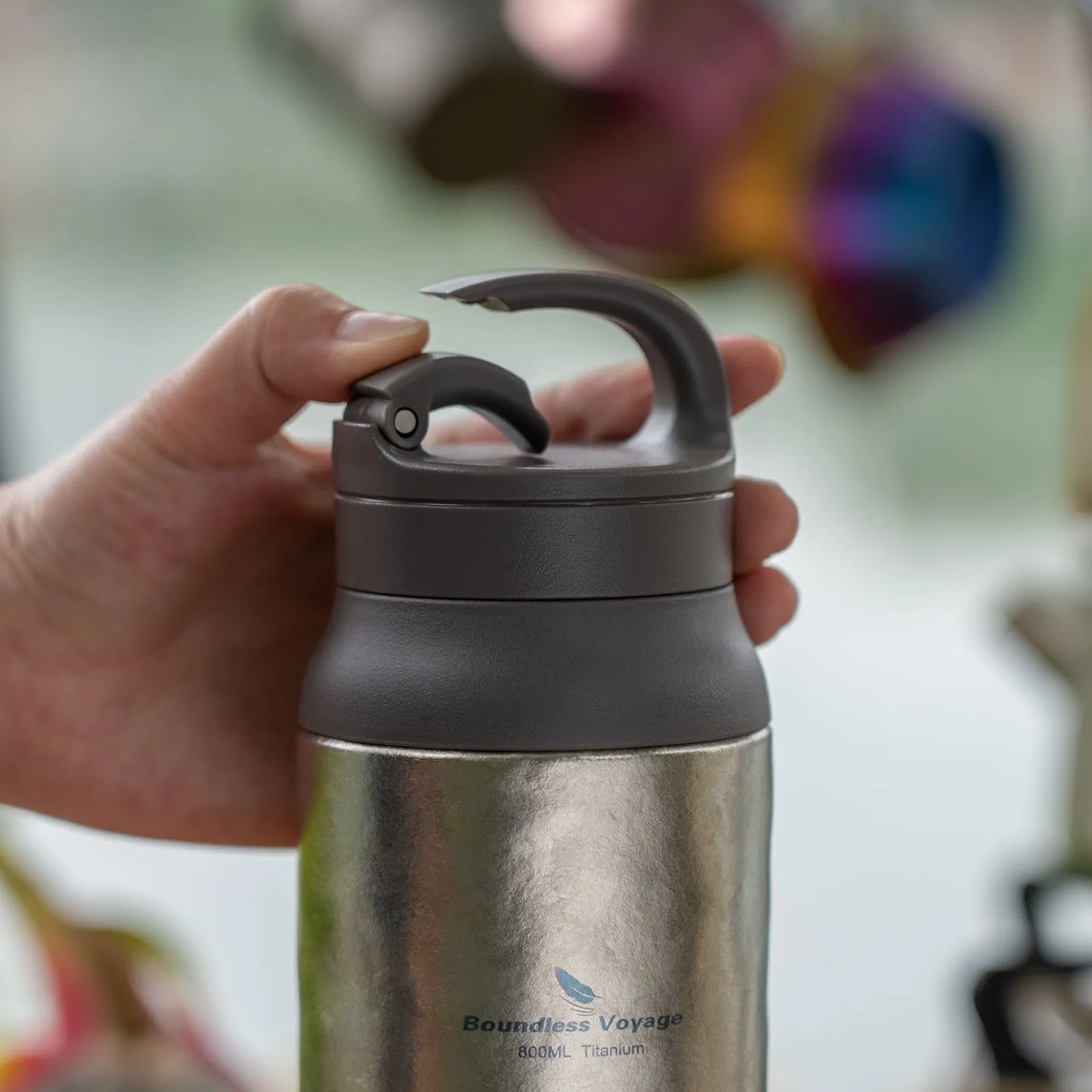 Boundless Voyage Titanium Water Bottle Vacuum Insulated Flask with Lid Water Jug, Keeps Hot or Cold (27oz/800ml)