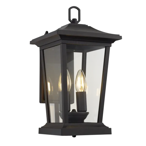 Bright Star Lighting L513 BLACK Down Facing Aluminium Lantern with Clear Glass