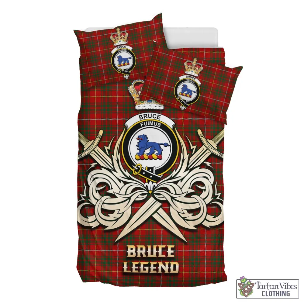 Bruce Tartan Bedding Set with Clan Crest and the Golden Sword of Courageous Legacy