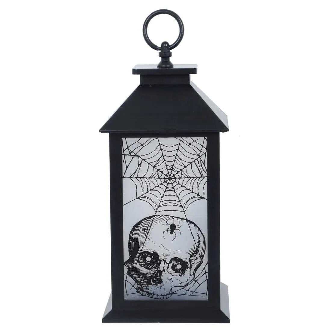 Cackle & Co Black Halloween Design Lantern With Lights