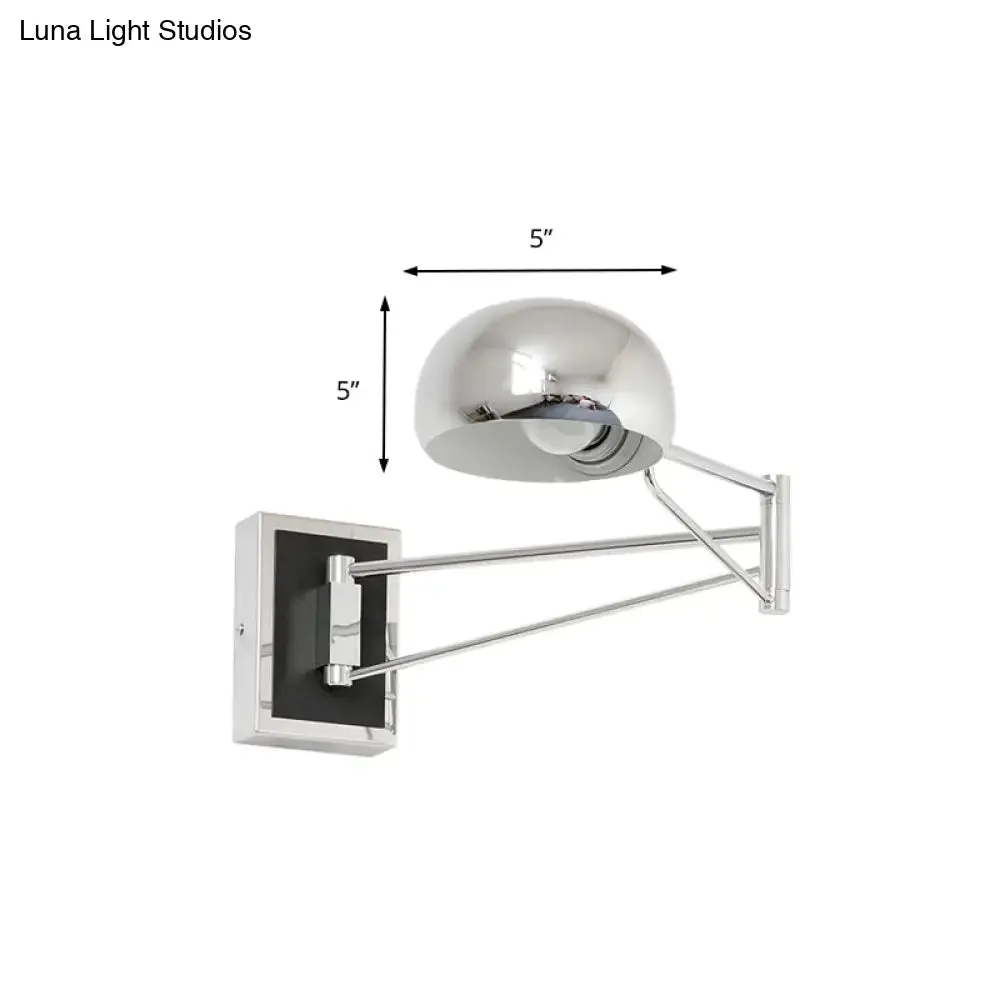 Chrome Swing Arm Retro Bowl Wall Sconce - Ideal Bedside Lighting