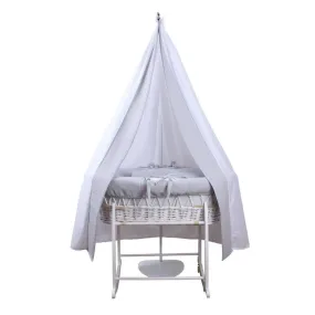 Clair de Lune 6-Piece Waffle Moses Basket Starter Set (Grey/White)