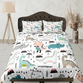 Colorful dinosaur bedding, kids bedding full, cute duvet cover set, dinosaur nursery bed decor, colorful bedding, baby dinosaur, toddler