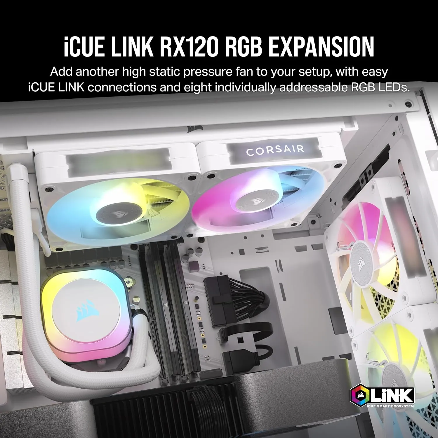 Corsair iCUE LINK RX120 RGB 120mm PWM Single Fan Expansion - White 白色 (單件裝) CO-9051021-WW