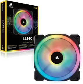 Corsair LL140 RGB Case Fan, PWM LED single pack, 1300 RPM, 25dBA, Computer System Cooling Parts, Case Fan Cooler