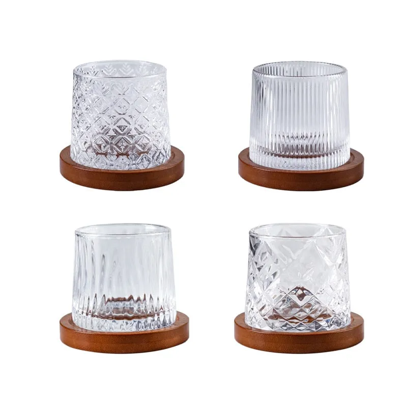 Creative Rotating Whiskey Glass Thickened Tumbler Glass Wine Glass