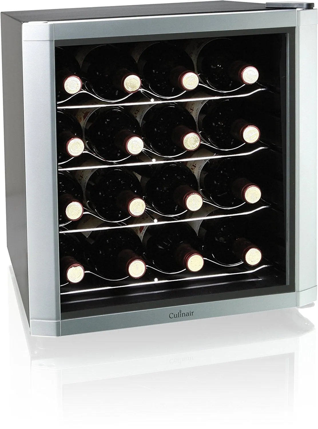 Culinair AW162S Thermoelectric 16-Bottle Wine Cooler, Silver/Black