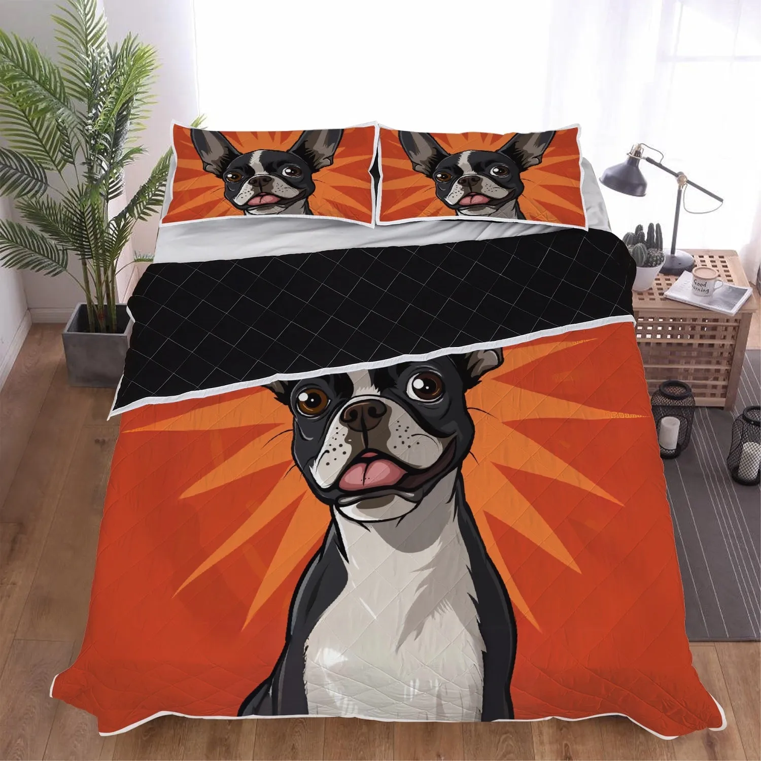 Cute Boston Terrier Bed Set