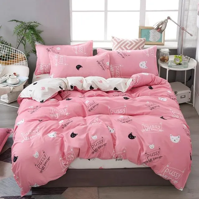 Cute Cat Print Bedding Set