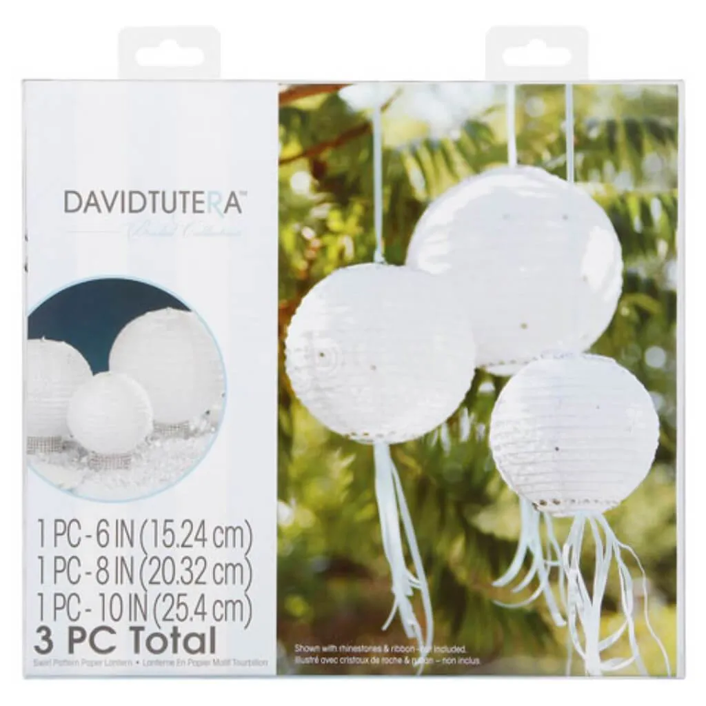 David Tutera Paper Lanterns White Swirl Assorted 3 pieces