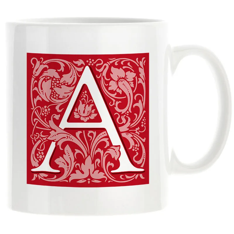 Decorated Initial Mug - Red