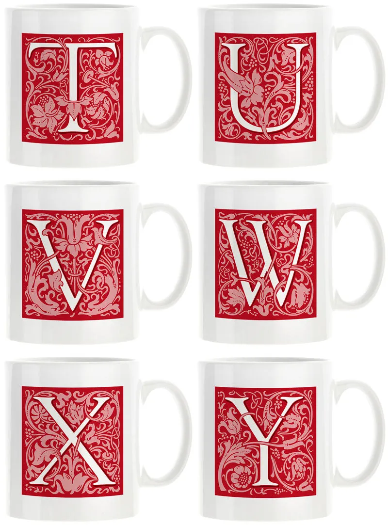 Decorated Initial Mug - Red