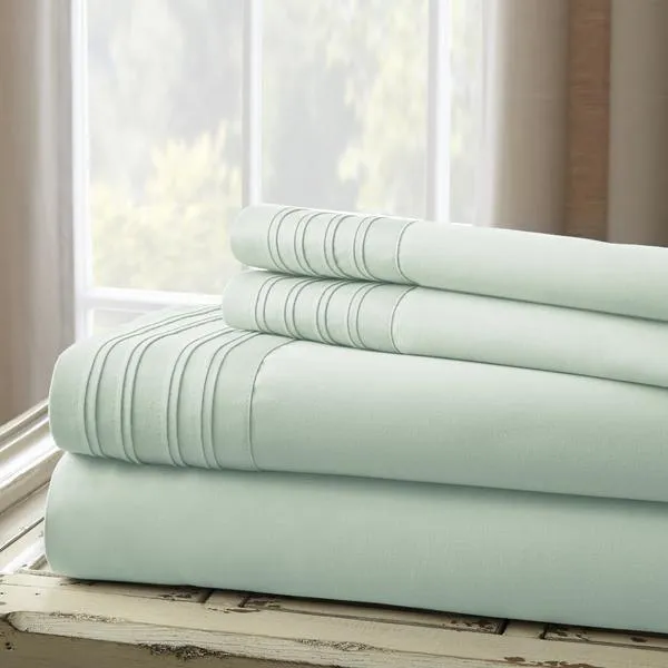 Dijon 4 Piece King Size Pleated Hem Cotton Sheet Set