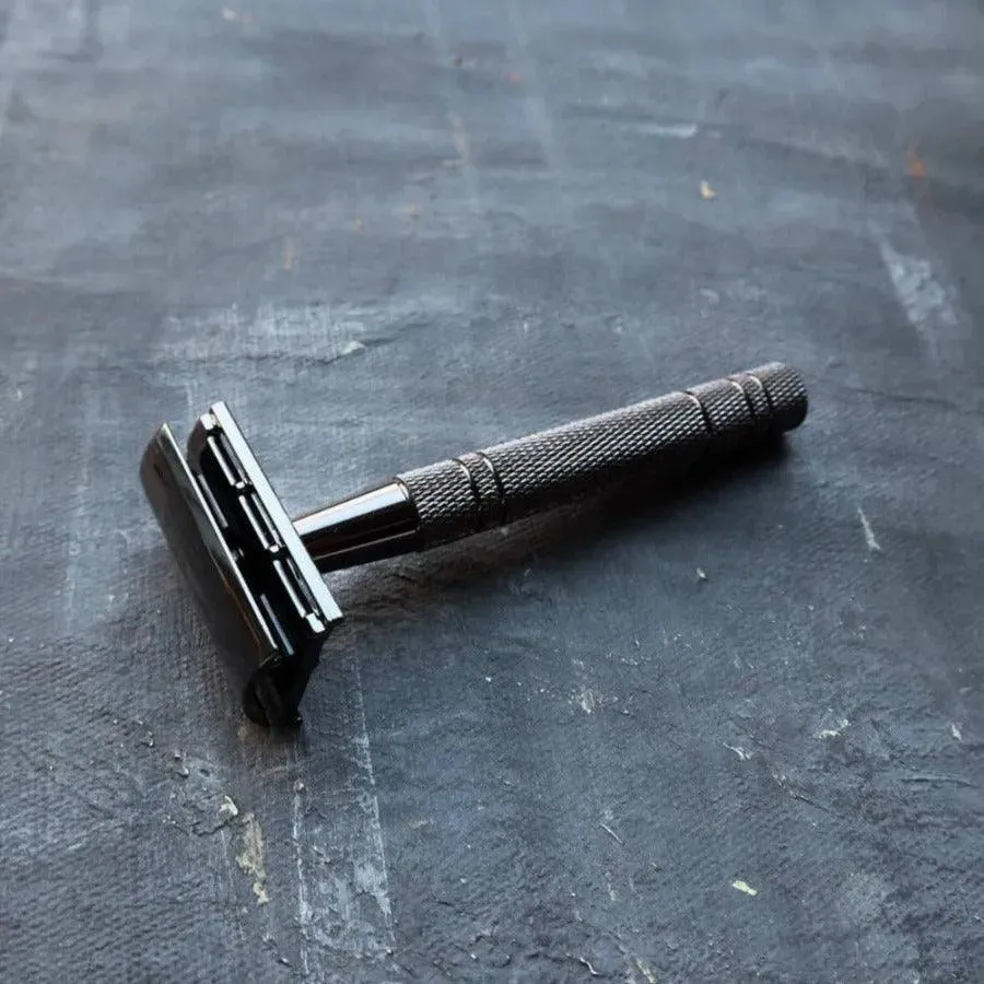 Double Edge Safety Razor Shaving Kit - Metallic Black