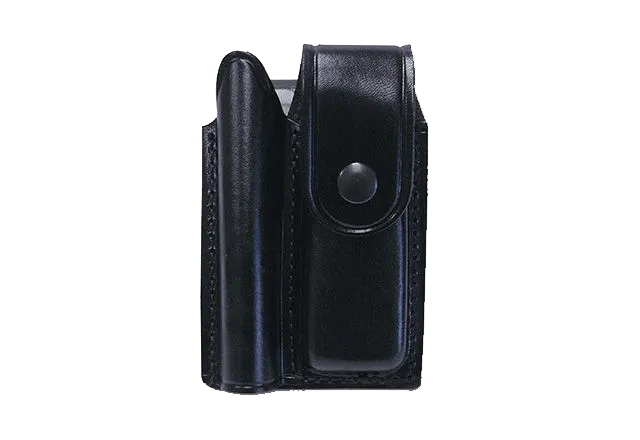 Double Leather Holster for Flashlight and Folding Knife