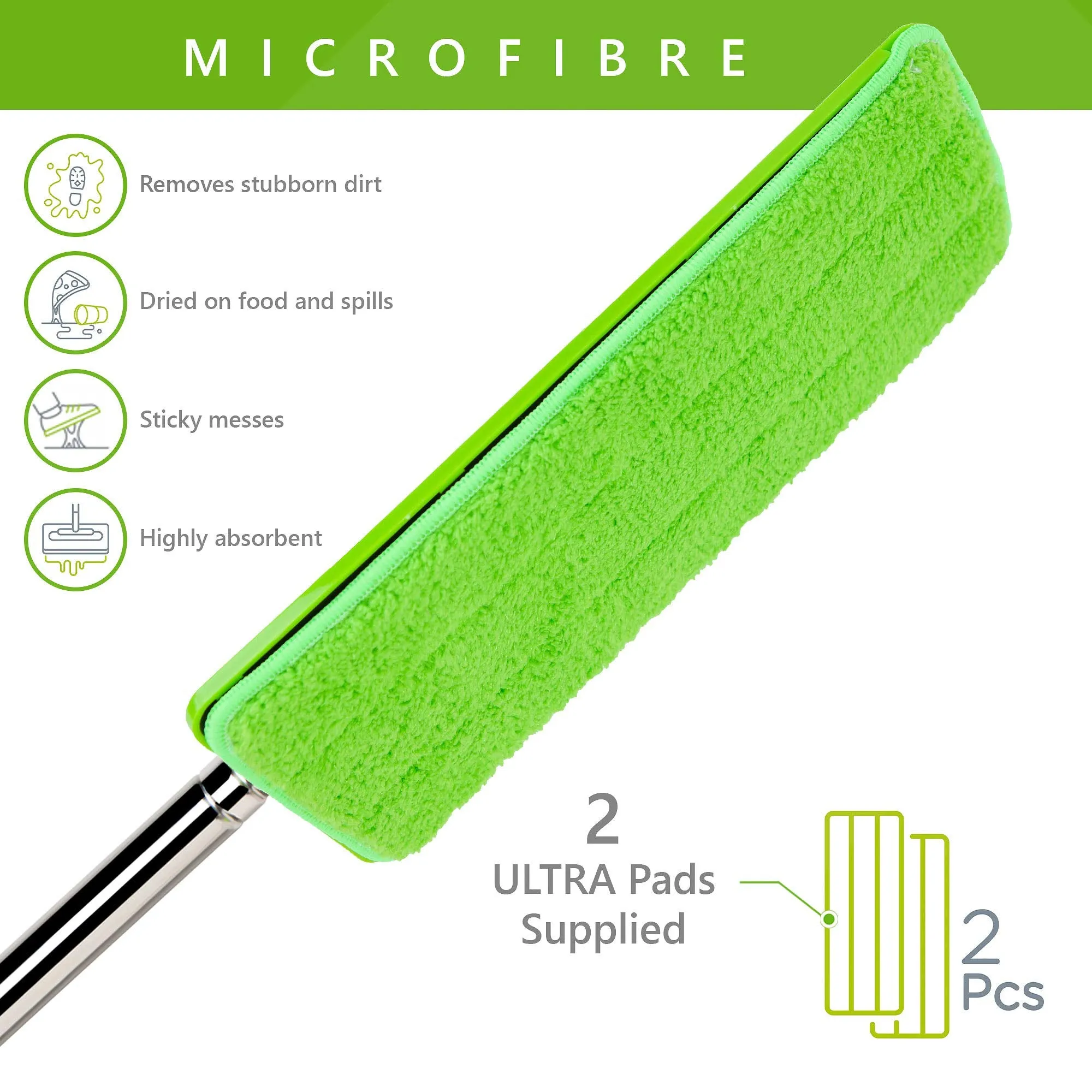 Easy Gleam Ultra PAD. Textured, Non-Scratch Microfiber mop pad. Removes Stubborn Dirt