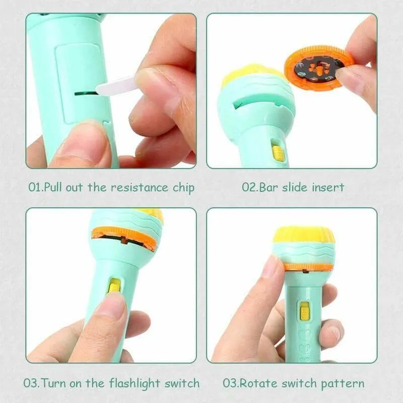 Educational Cartoon Kids Flashlight Projector