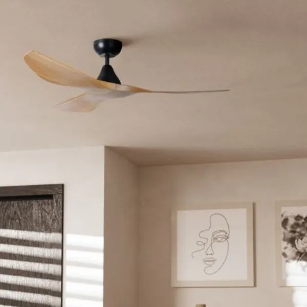 Eglo Surf 52in 132cm Ceiling Fan - Black with Teak Finish